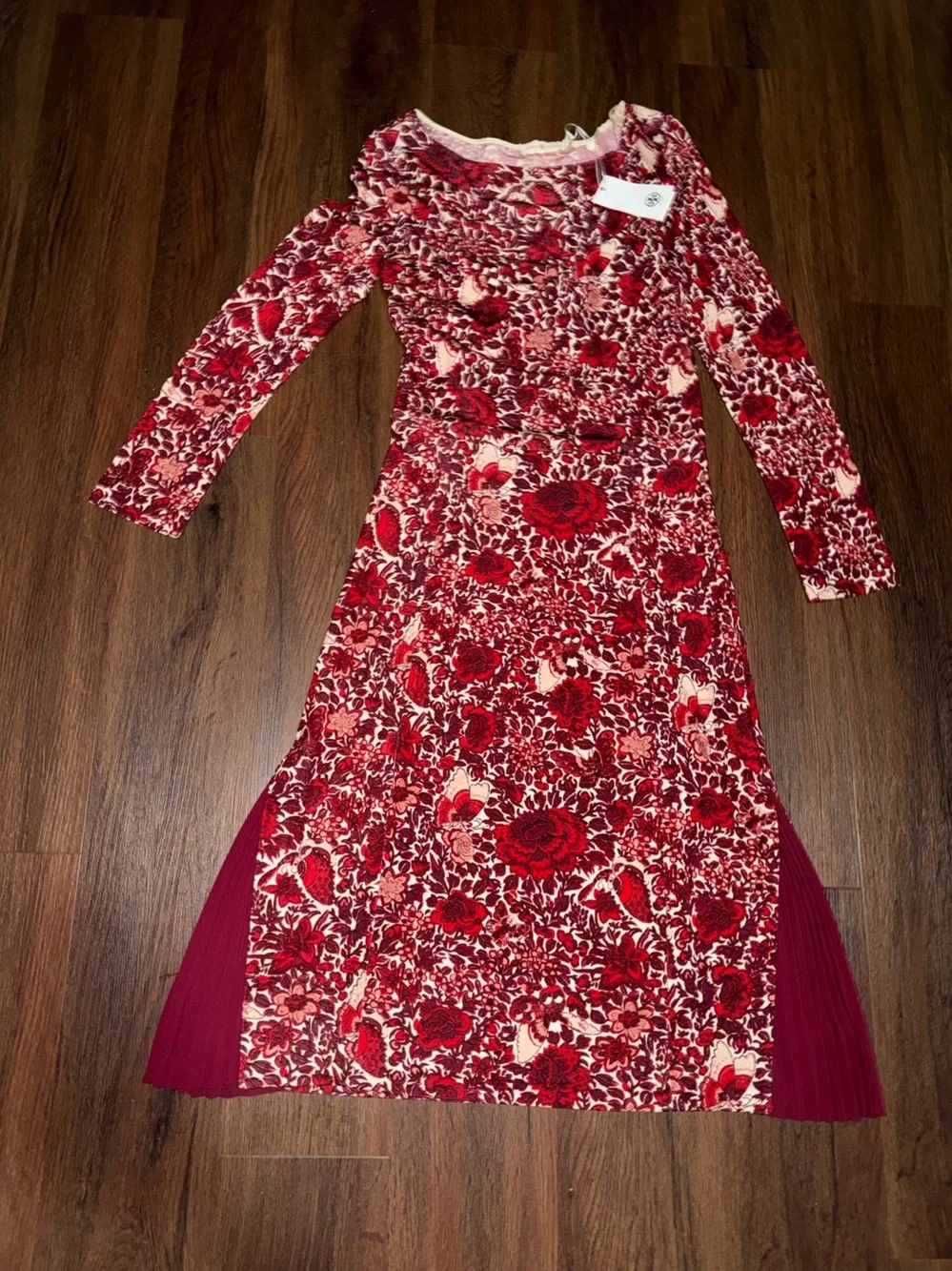 Nwt Tory Burch Ria Butterfly Floral Print Pleated Dress $450 party Summer formal